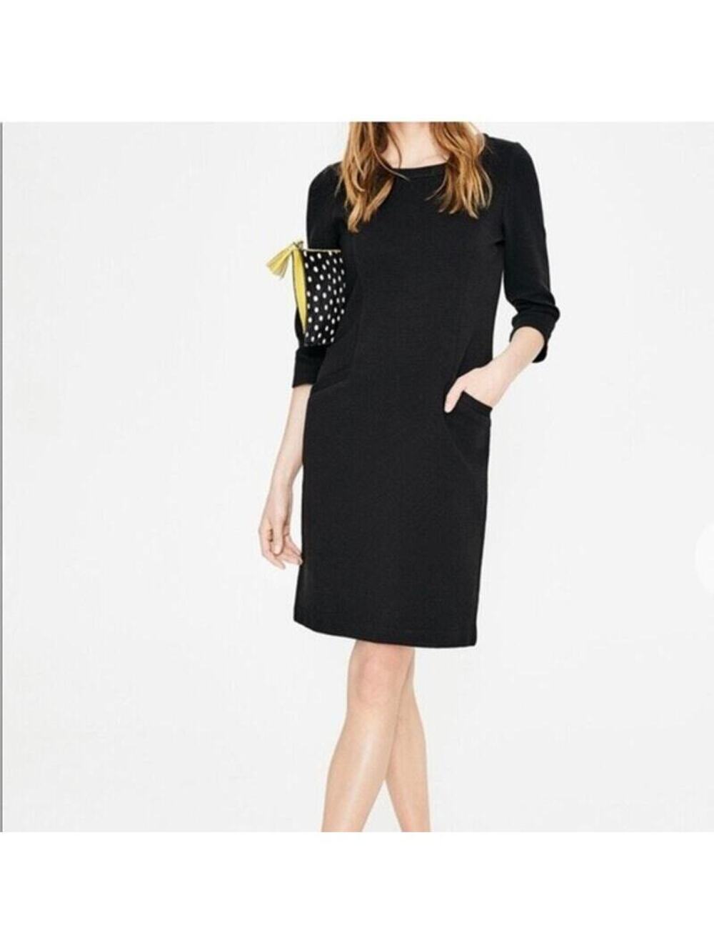 Boden EUC Women's Black Ottoman Ribbed Shift Dress Mini Size 8L